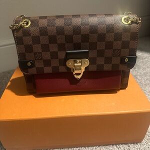 Louis Vuitton Brown and Red Checkered Crossbody Bag